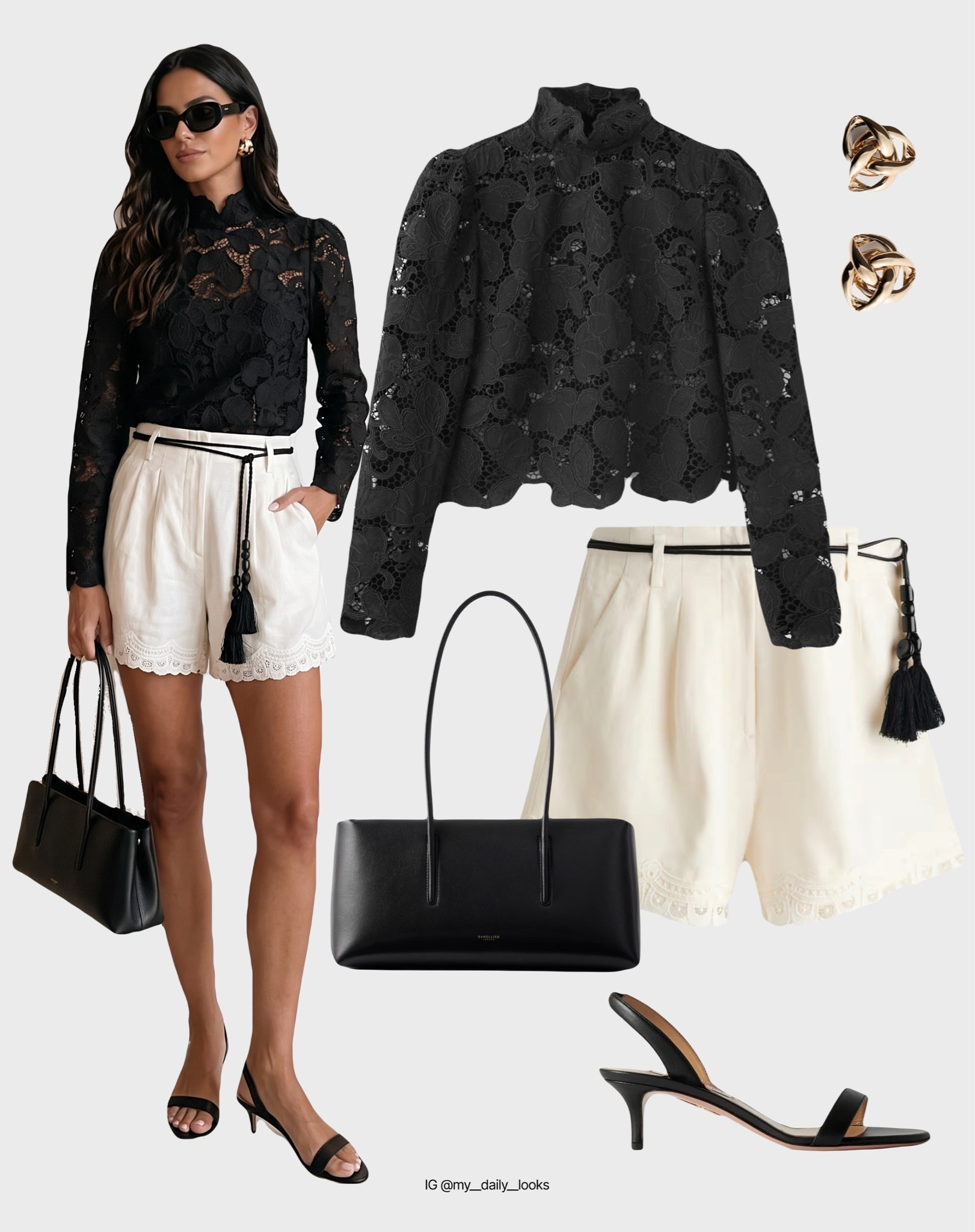 Summer blouse outfit 🖤

Tags: summer outfits, summer blouses, embroidery, satin blouse, crochet blouse, white blouse, office look, capsule wardrobe, high street.