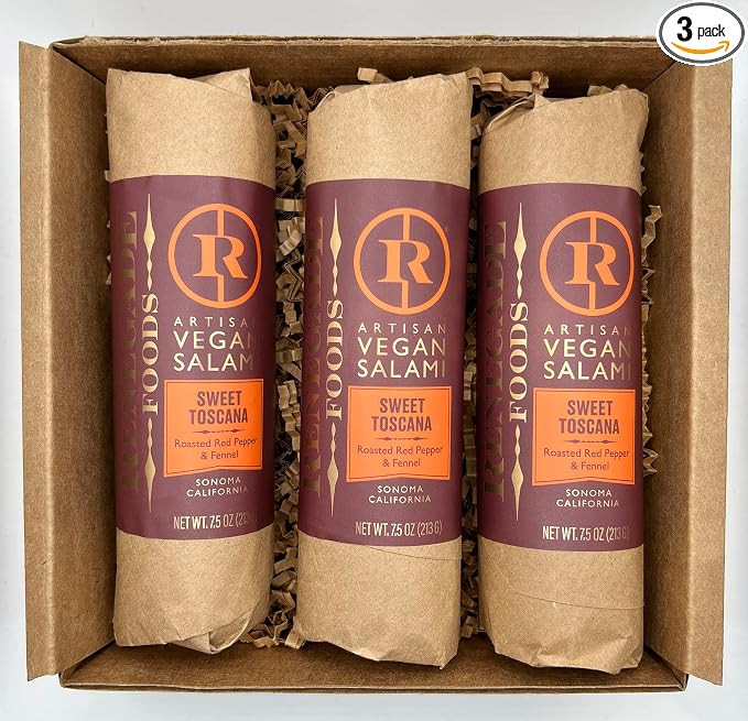 Renegade Foods Artisan Vegan Salami | 3 Pack | Sweet Toscana | High Protein, Low Sugar, Seitan, N... | Amazon (US)