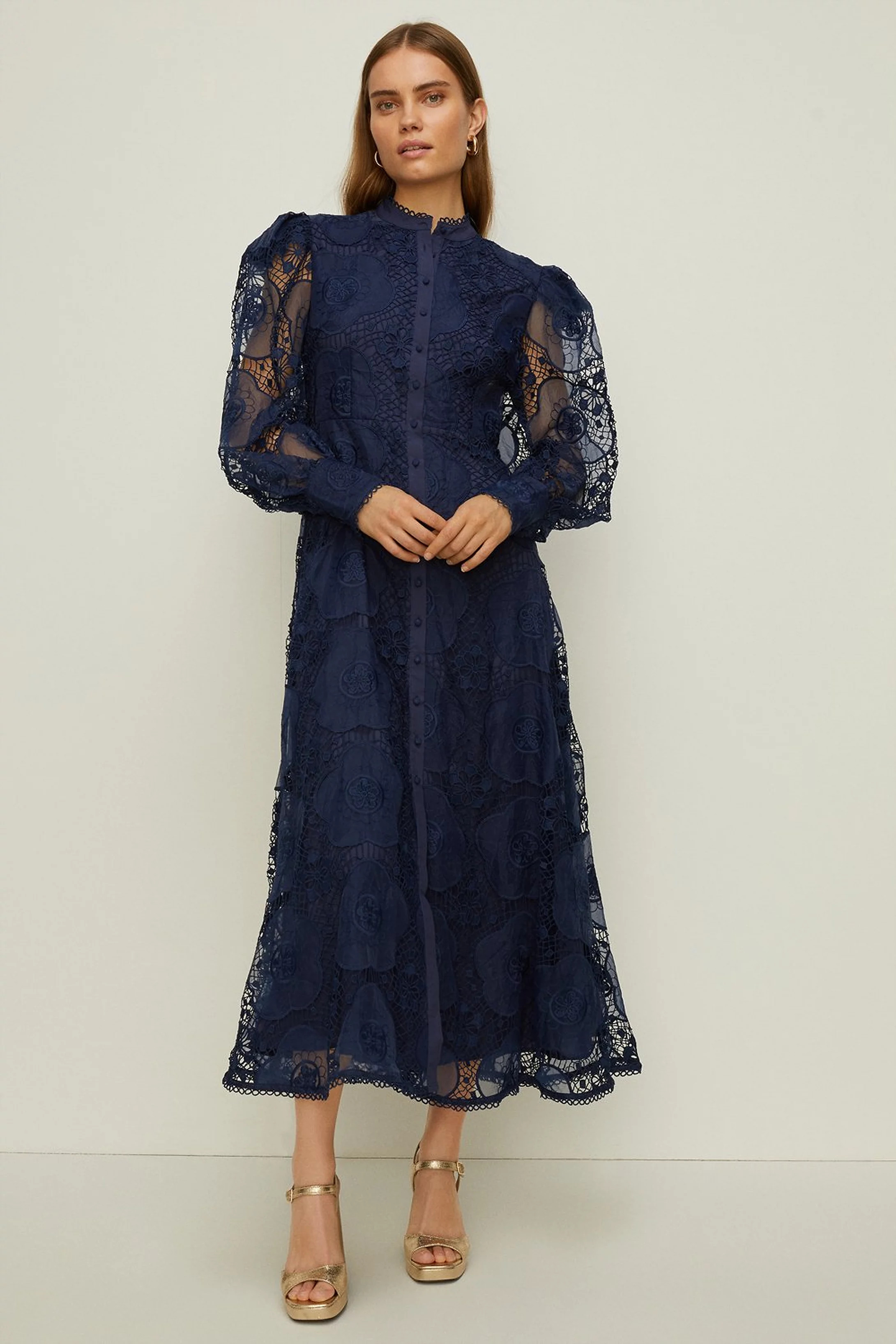 Floral Organza Puff Sleeve Midi Dress | Oasis UK & IE
