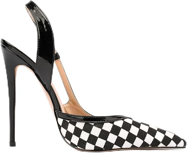 Slingback Pointed-Toe Stiletto Sandals for Women Blocked Heel Slip on Heeled Sandal Pumps for Wed... | Amazon (US)