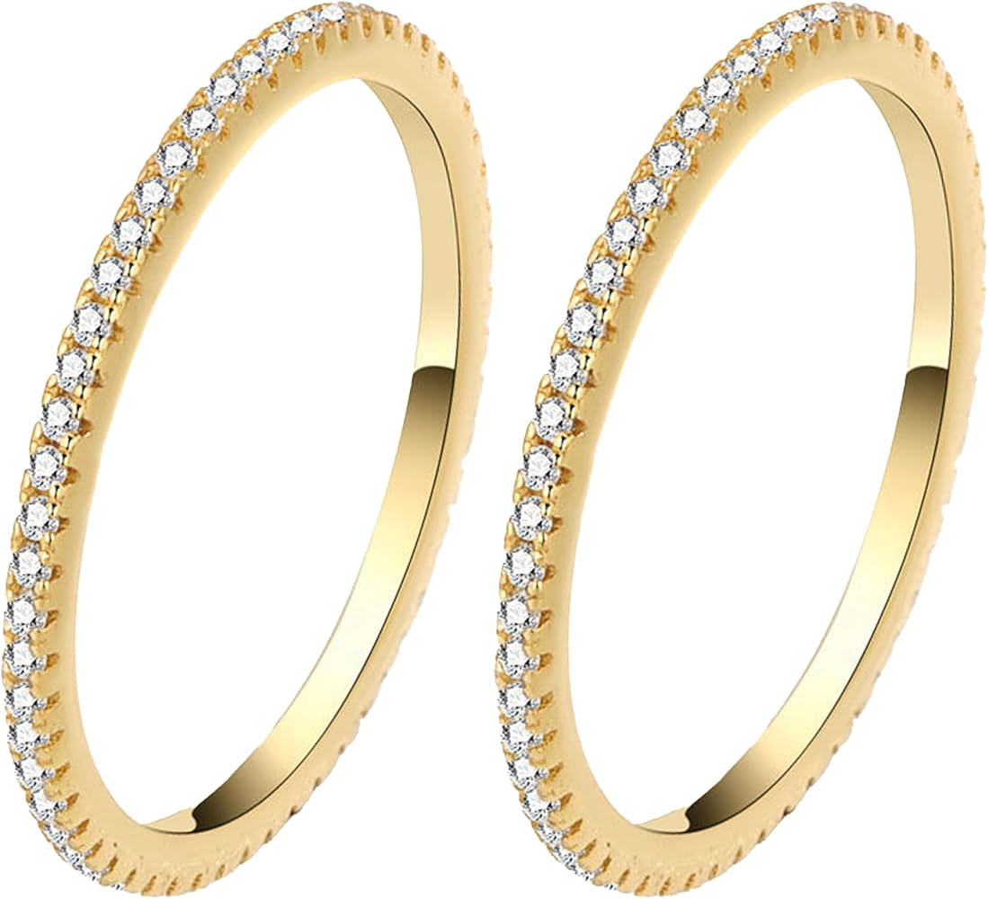 2-Pack 14K Gold Plated Stacking Rings for Oura Ring Gen 4/Gen 3, Cubic Zirconia Simulated oura ri... | Amazon (US)