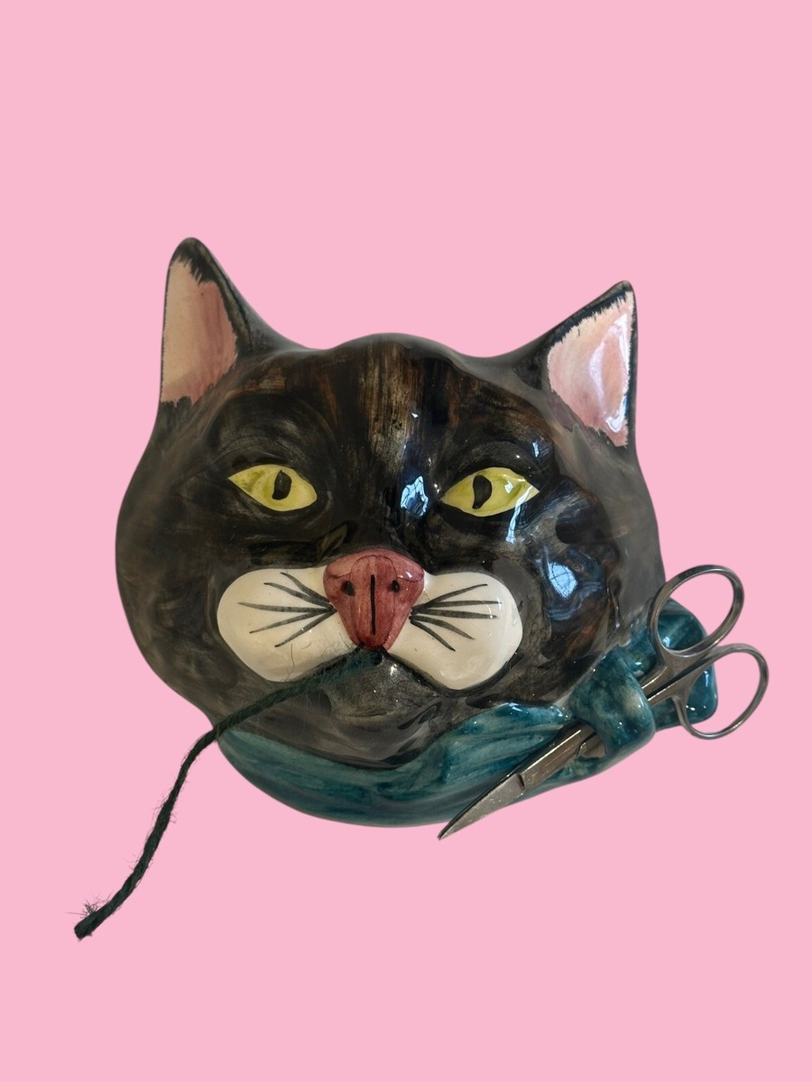 Toni Raymond Vtg Ceramic Cat String Scissor Holder Wall Hung Kitsch Retro | eBay US