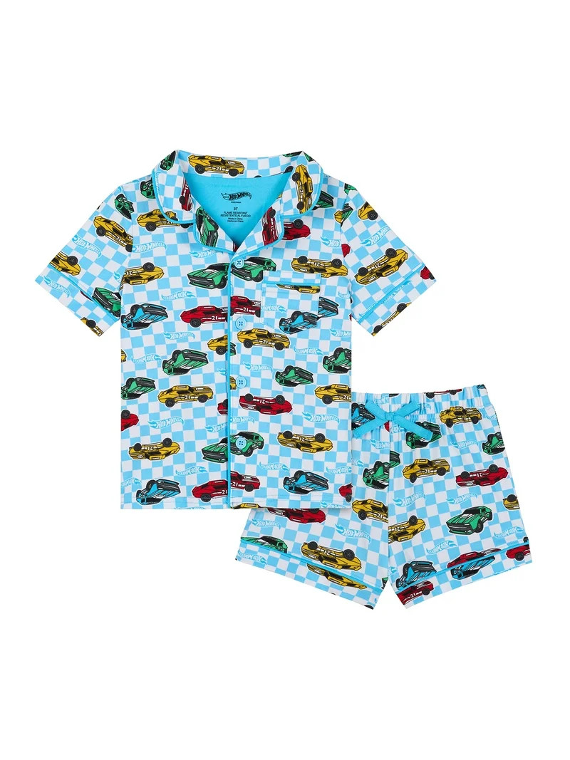 Hot Wheels Toddler Boys Short Sleeve Button Front Top and Sleep Shorts, 2-Piece, Sizes 2T-5T | Walmart (US)