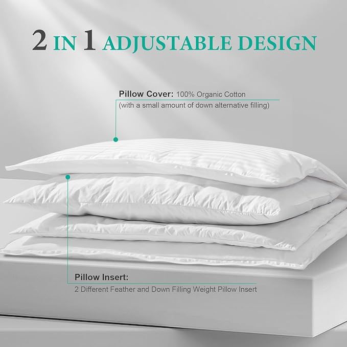 APSMILE 2-in-1 Assembleable Goose Feathers Down Pillow for Sleeping, King Size Soft-Medium-Firm A... | Amazon (US)