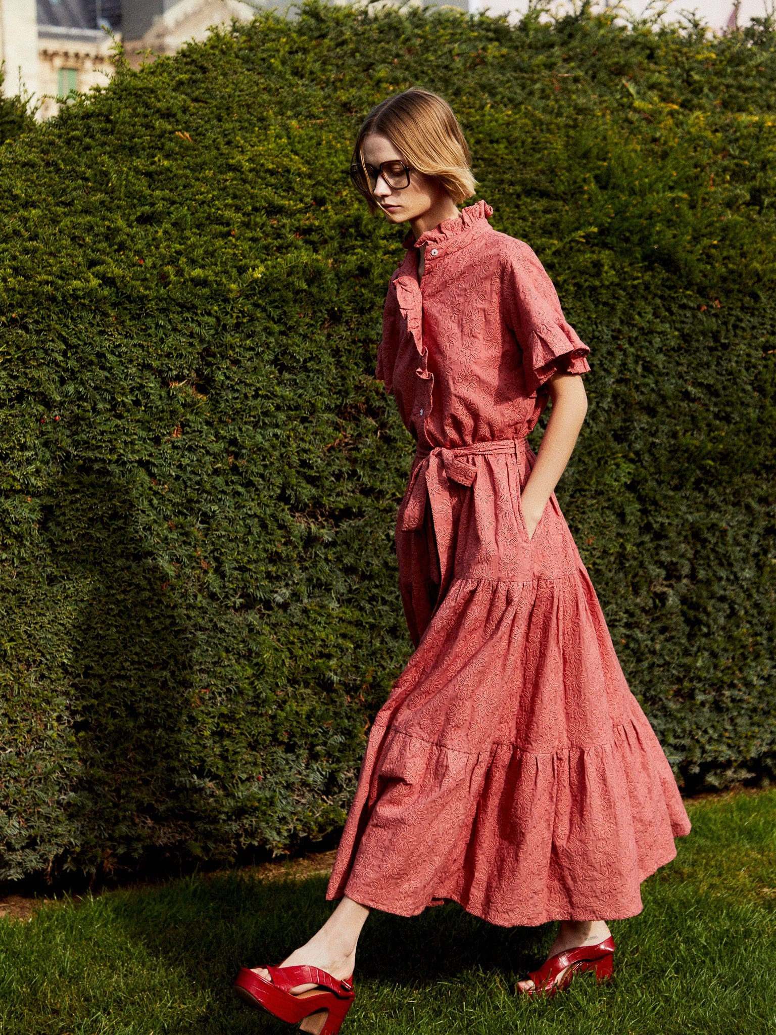 Victoria Dress in Rosewood Eyelet | Mille