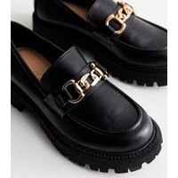Black Leather-Look Chain Chunky Loafers New Look | New Look (UK)