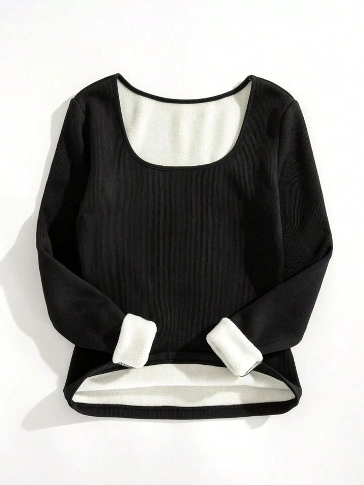 SHEIN EZwear Camiseta de cuello cuadrado con forro térmico | SHEIN