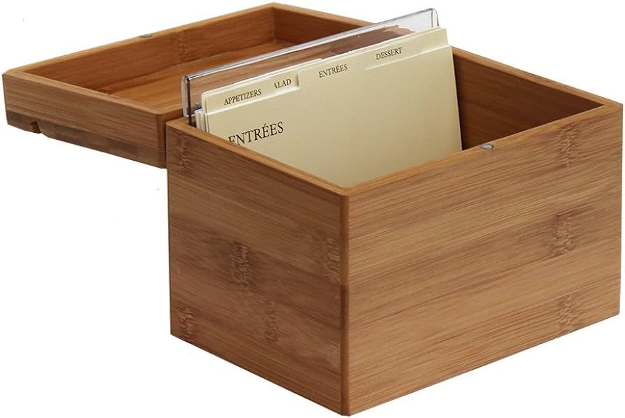 Oceanstar Bamboo Recipe Box with Divider, Natural, 6.80" W x 4.90" D x 5.10" H | Amazon (US)