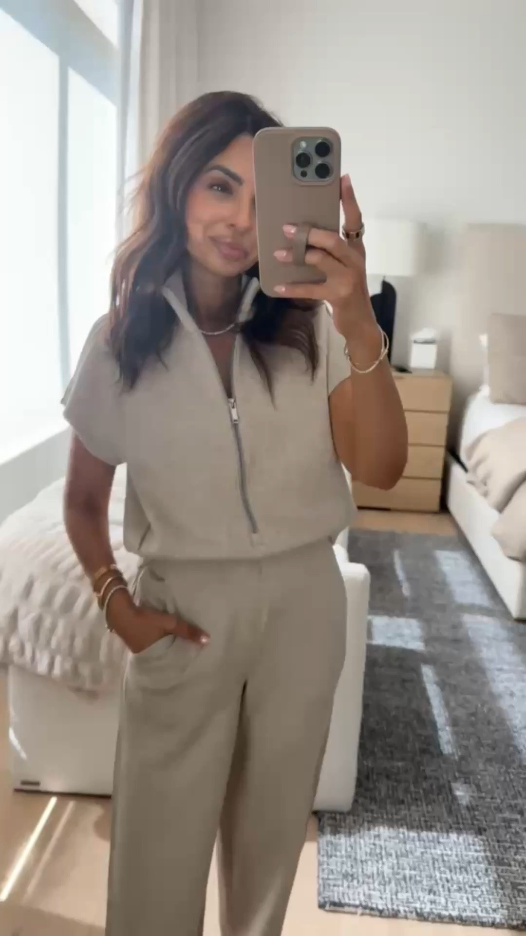 This Spanx jumpsuit is so easy to wear running errands and for everyday mom life. I’m wearing my true size XS petite for size reference. 

Get 25% off full price AirEssentials with code AE25