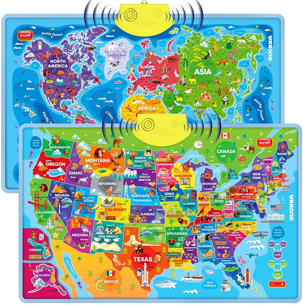 QUOKKA Educational Toys for Kids 5-7 Year Old - USA World Maps Puzzle Learning Wall Chart for Tod... | Amazon (US)
