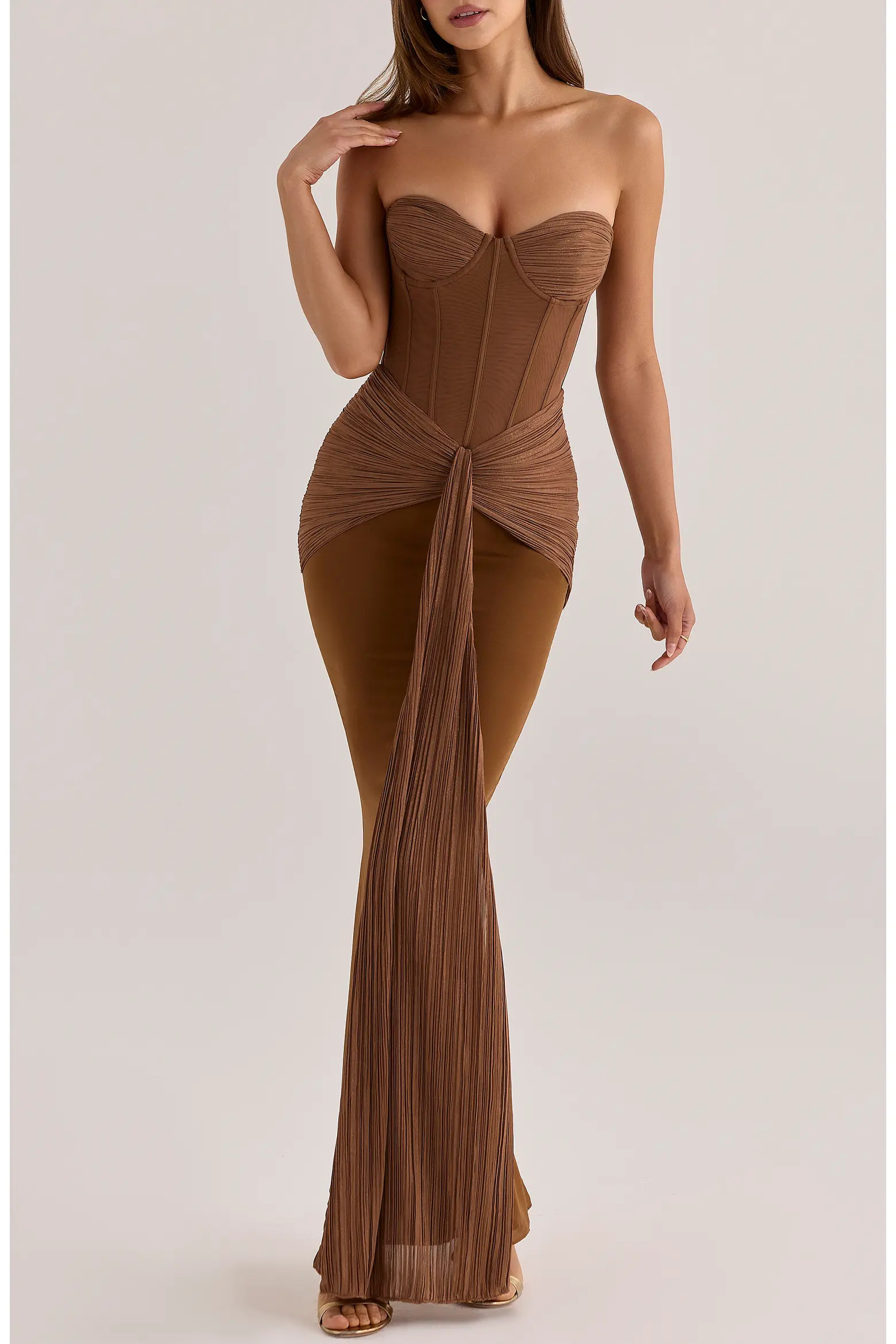 HOUSE OF CB Charlotte Strapless Chiffon Corset Gown (Women) | Nordstrom | Nordstrom