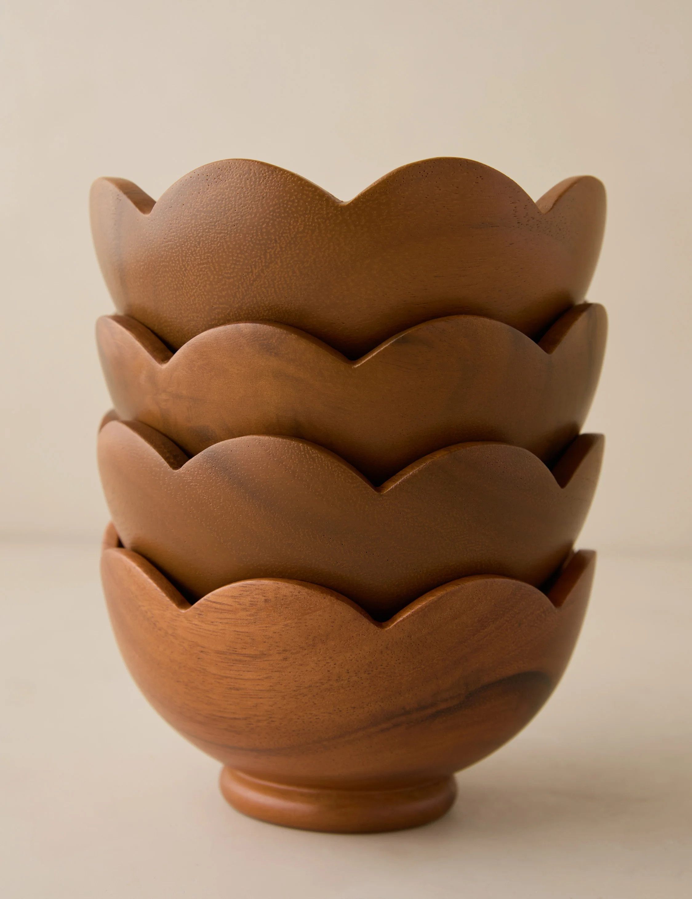 Scalloped Wood Bowls (Set of 4) by Sarah Sherman Samuel, Acacia | Lulu and Georgia 