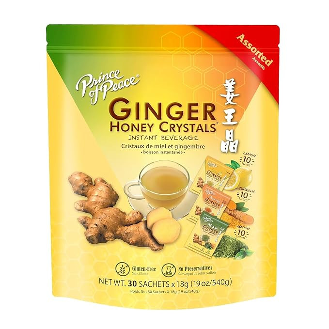 Prince of Peace Instant Ginger Honey Crystals in Assorted Flavors, Turmeric, Lemon, and Matcha, 3... | Amazon (US)