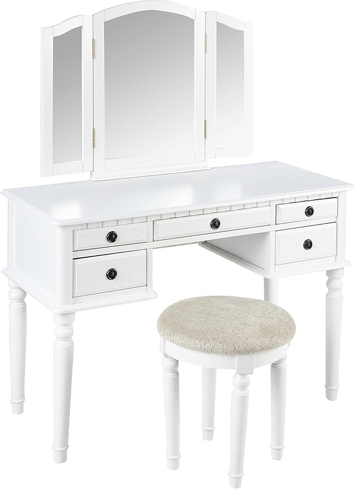 Bobkona St. Croix Collection Vanity Set with Stool, F4074, White | Amazon (US)