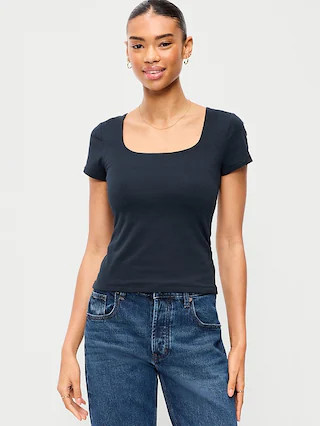 Hug Double-Layer Scoop-Neck Top | Old Navy (CA)