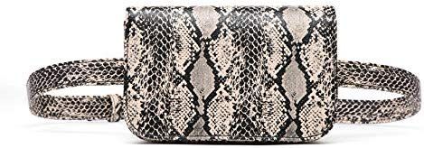 Small PU Leather Elegant Fanny Pack Belt Bag Purse Snakeskin pattern for Women Travel | Amazon (US)