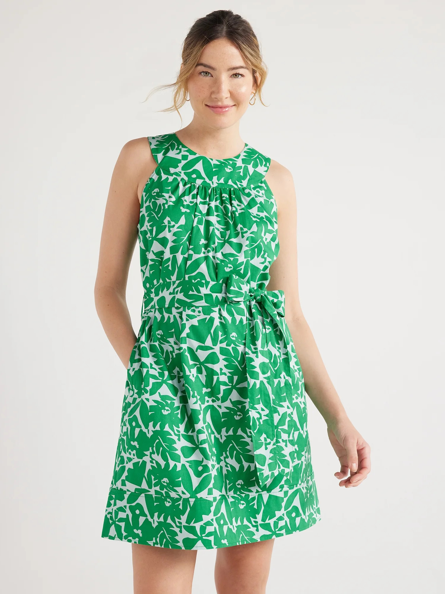 Free Assembly Women’s Round Neck Mini Shift Dress, Sizes XS-XXL - Walmart.com | Walmart (US)