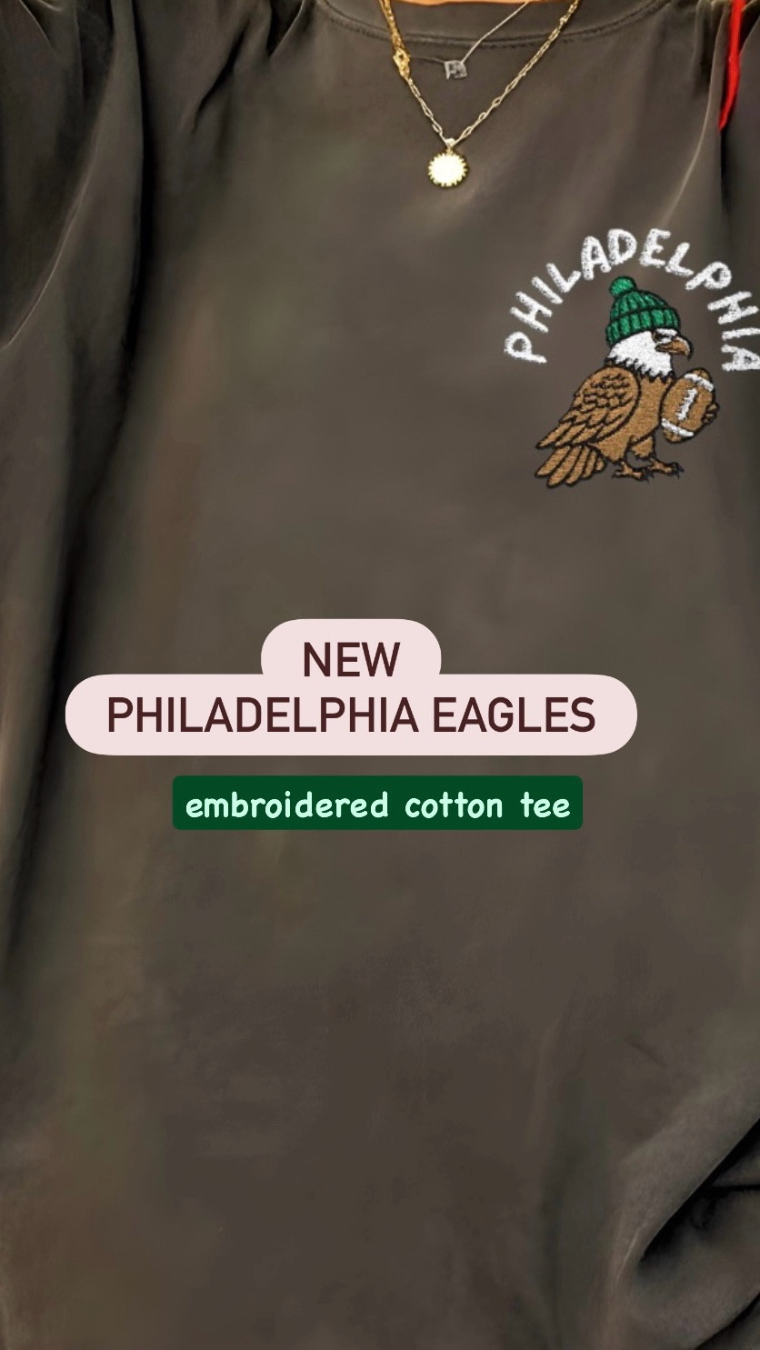 Currently 25% off. Won’t make up for that game but it might take the sting away😅 
The material of this t shirt is unreal soft & cozy. I love a good quality Etsy purchase. 
This embroidered T-shirt comes in 5 color options  Tagging the shop 🦅 

#LTKWomens #PhiladelphiaEagles #GoBirds #EaglesTShirt #GameDay #NFL #GameDayOutfit #PhiladelphiaEaglesTShirt #Philadelphia #Football #CottonTee


#LTKActive #LTKootd #LTKSaleAlert
