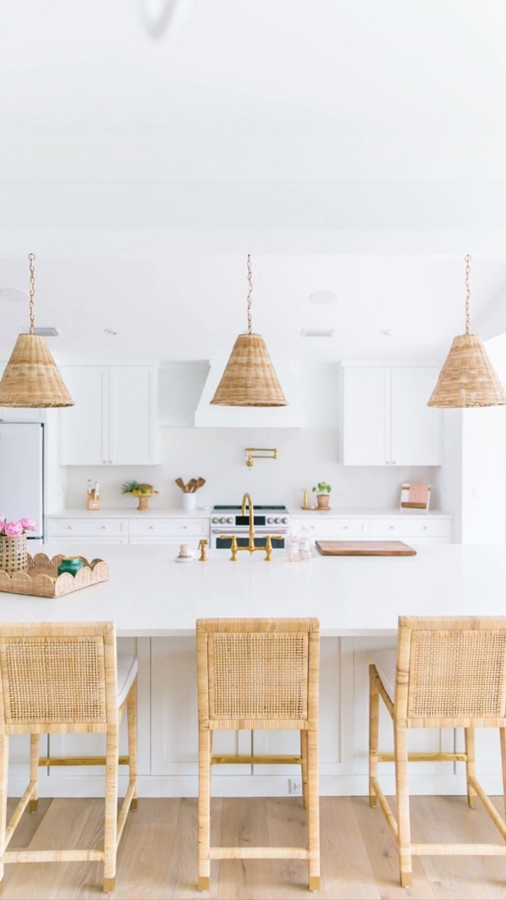 Transformation Tuesday 🏡 💕 We had a vision for how we wanted to convert this old house into a space where our family would gather for many family meals. Our @serenaandlily counter stools and wicker pendant lights are currently on sale. 

#LTKfamily #LTKhome