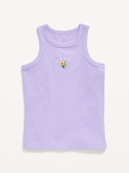 Fitted Ribbed Logo-Graphic Tank Top for Girls | Old Navy (US)