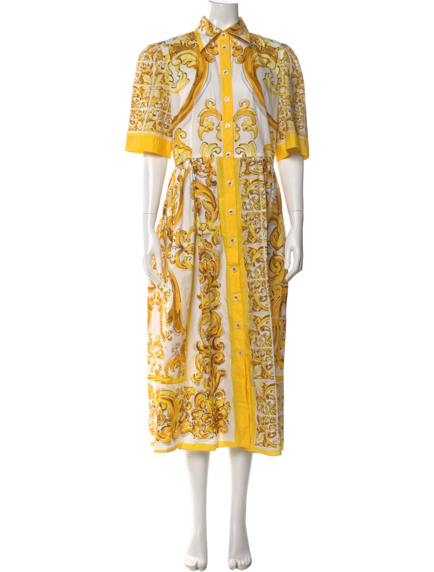 Dolce & Gabbana Paisley Print Long Dress - Yellow Dresses, Clothing - DAG567408 | The RealReal | The RealReal