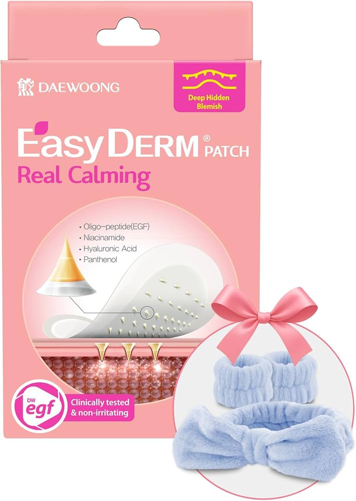 EasyDerm Real Calming Pimple Patches(6 count) and Free Hairband Included - Micro Point length : 2... | Amazon (US)