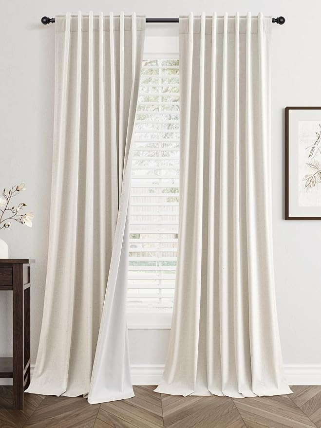 Jowels Natural Linen Blackout Curtains 84 Inches Long for Bedroom Windows | Amazon (US)
