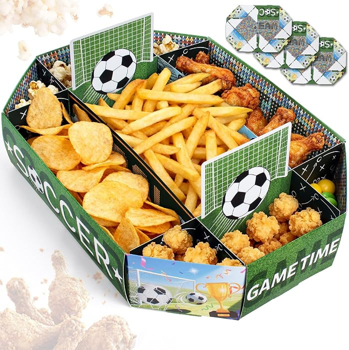 Soccer Theme Snack Trays Party Supplies 3 Pack Disposable Paper Food Serving Plates Birthday Deco... | Amazon (US)