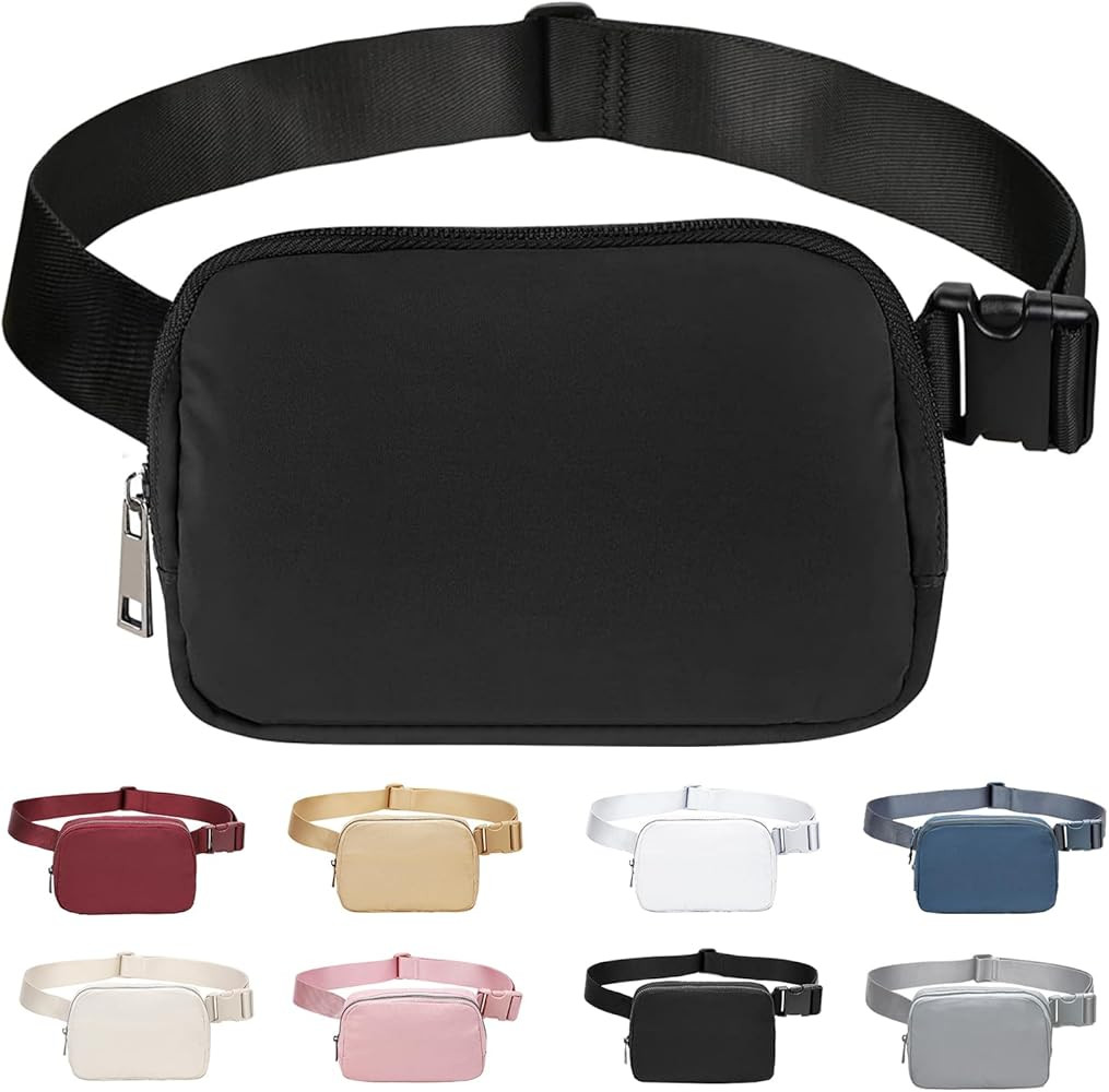 Szkiuqe Black Fanny Pack Crossbody Bags for Women and Men, Fashionable Waterproof Belt Bag with A... | Amazon (US)
