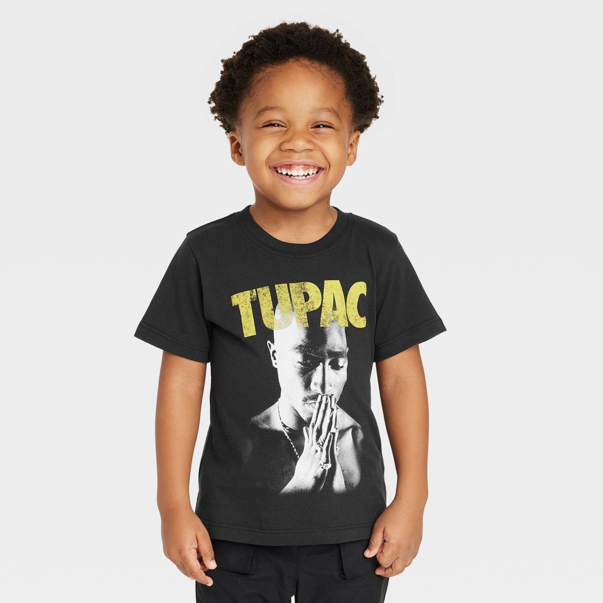 Toddler Tupac Solid Short Sleeve T-Shirt - Black | Target