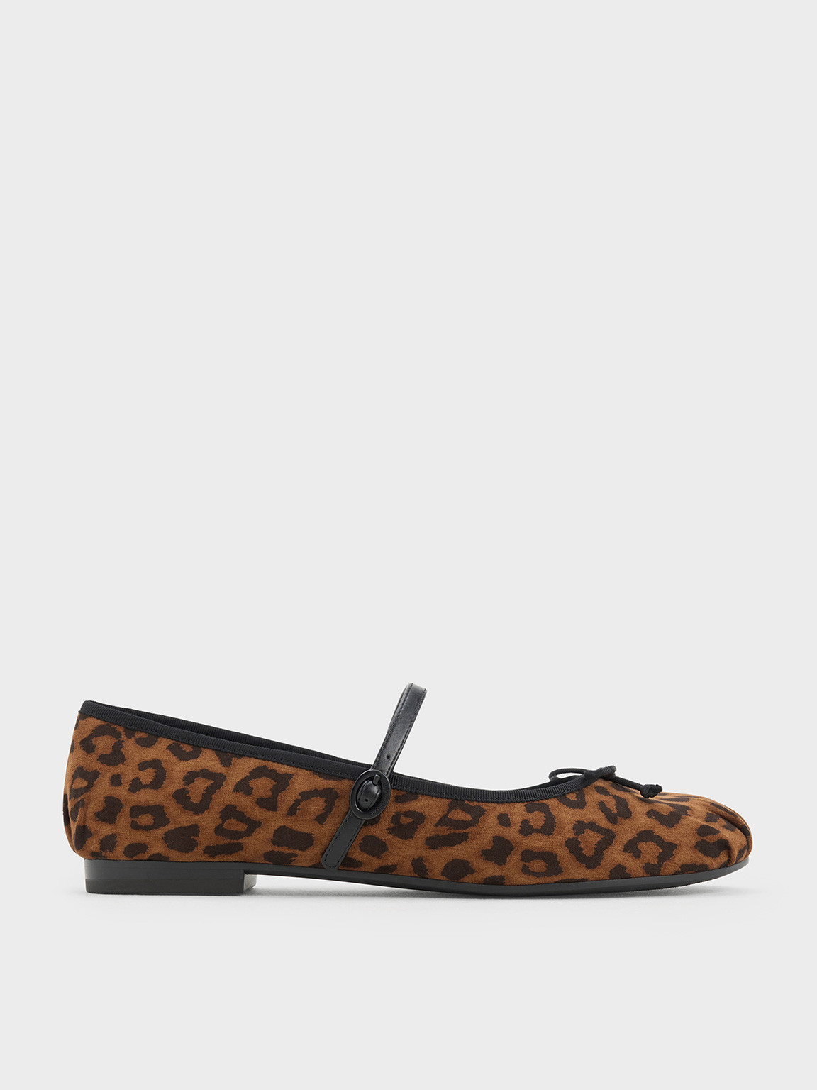 Animal Print Brown Emiko Leopard-Print Bow Mary Jane Flats | CHARLES & KEITH UK | Charles & Keith UK