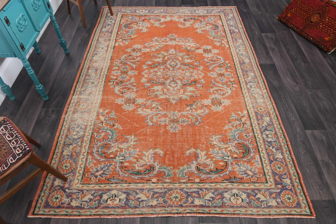 6.5x9.4 Ft, VINTAGE Rug, TURKISH Rug, Oushak Rug, Wool, Handmade, Boho Decor, Living Room Rug, Tu... | Etsy (US)