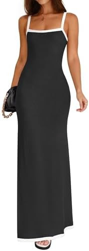 ZESICA Women's 2026 Summer Spaghetti Straps Maxi Dress Sleeveless Square Neck Lightweight Long Be... | Amazon (US)