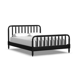 Spindle Matte Black Wood Frame Queen Panel Bed | The Home Depot