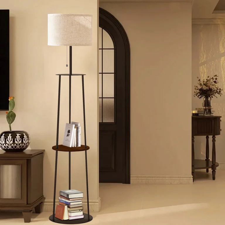 65" Floor Lamp with Shelves, Modern Round Standing Lamp with 3 Color Temperature Bulb – Corner ... | Walmart (US)