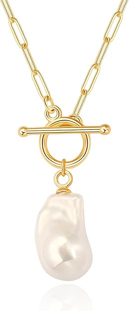 Aobei Pearl 18K Gold Moon Star Lion Evil Eye Love Heart Cross Pendant Necklace Medallion Papercli... | Amazon (US)