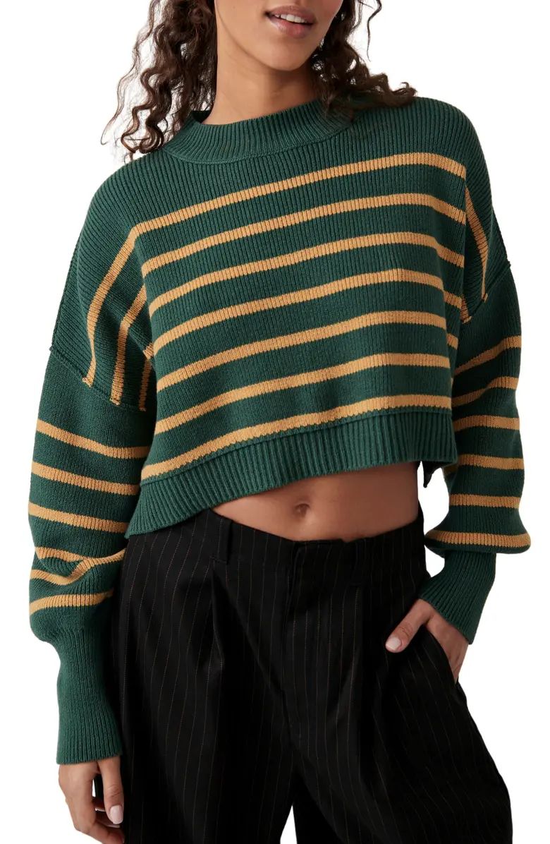 Easy Street Stripe Rib Crop Sweater | Nordstrom