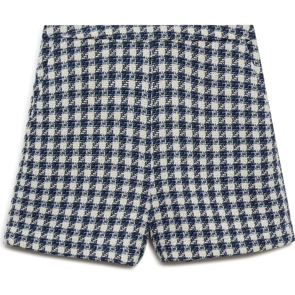 MANGO Houndstooth Shorts in Blue at Nordstrom, Size Small | Nordstrom