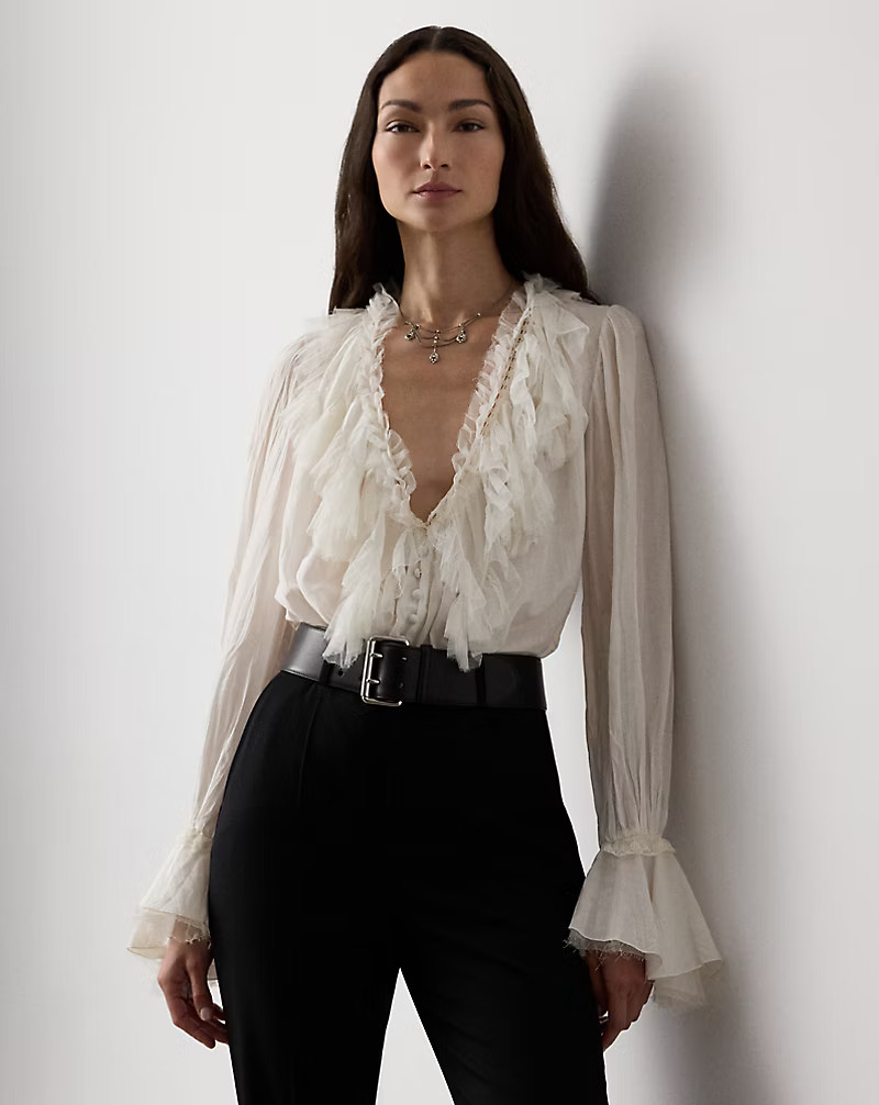 Kensley Cotton-Silk Voile Blouse | Ralph Lauren (UK)