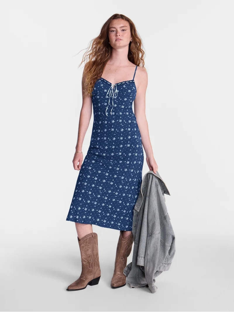 No Boundaries Woven Sweetheart Maxi Dress, Women\u2019s XXS-XXL | Walmart (US)