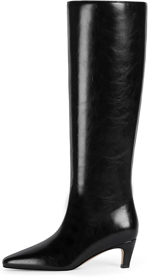 Modatope Knee High Boots Women Square Toe Kitten Heel Tall Boots Womens Fashion Long Boots | Amazon (US)
