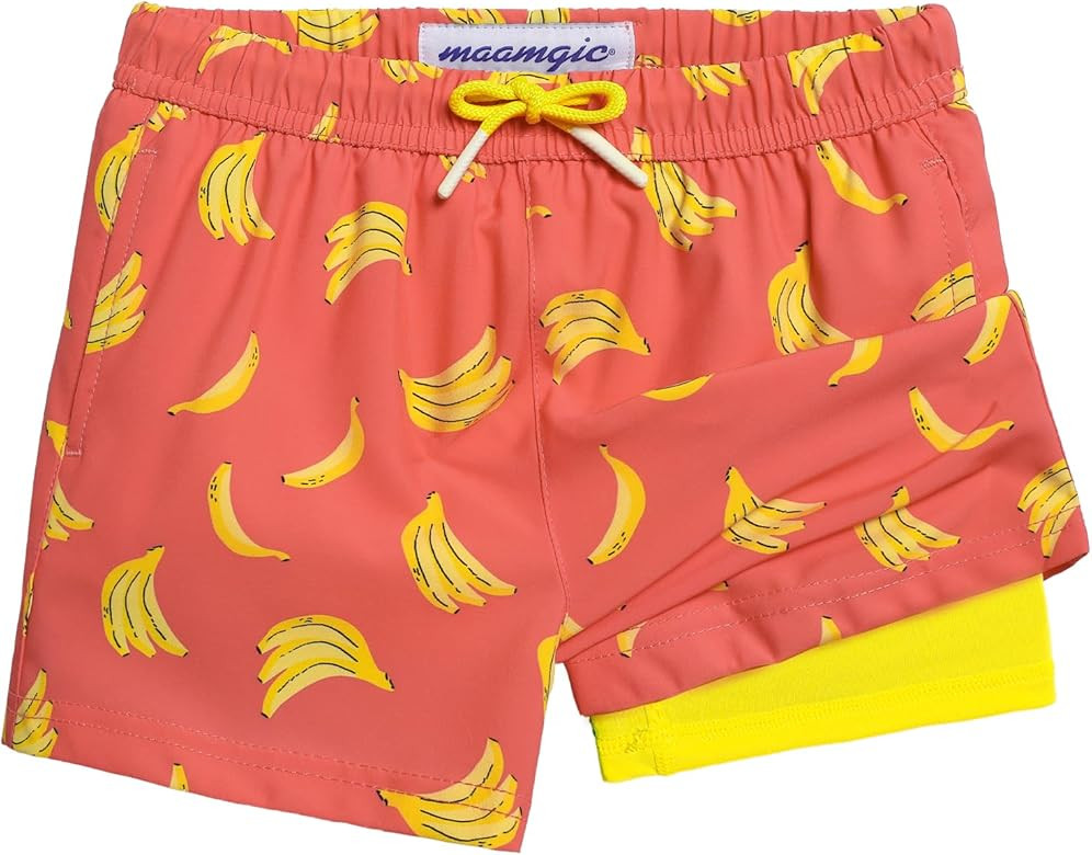 maamgic Boys Swim Trunks with Compression Liner Toddler Stretch Swim Shorts | Amazon (US)
