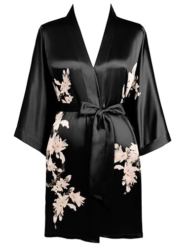 BABEYOND Kimono Robe Cover up Short Satin Floral Silky Kimono Blouse Loose Bachelorette Party Robe | Amazon (US)