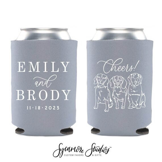 Wedding Can Cooler 214R  Custom Pet Illustration  Cheers  - Etsy | Etsy (US)