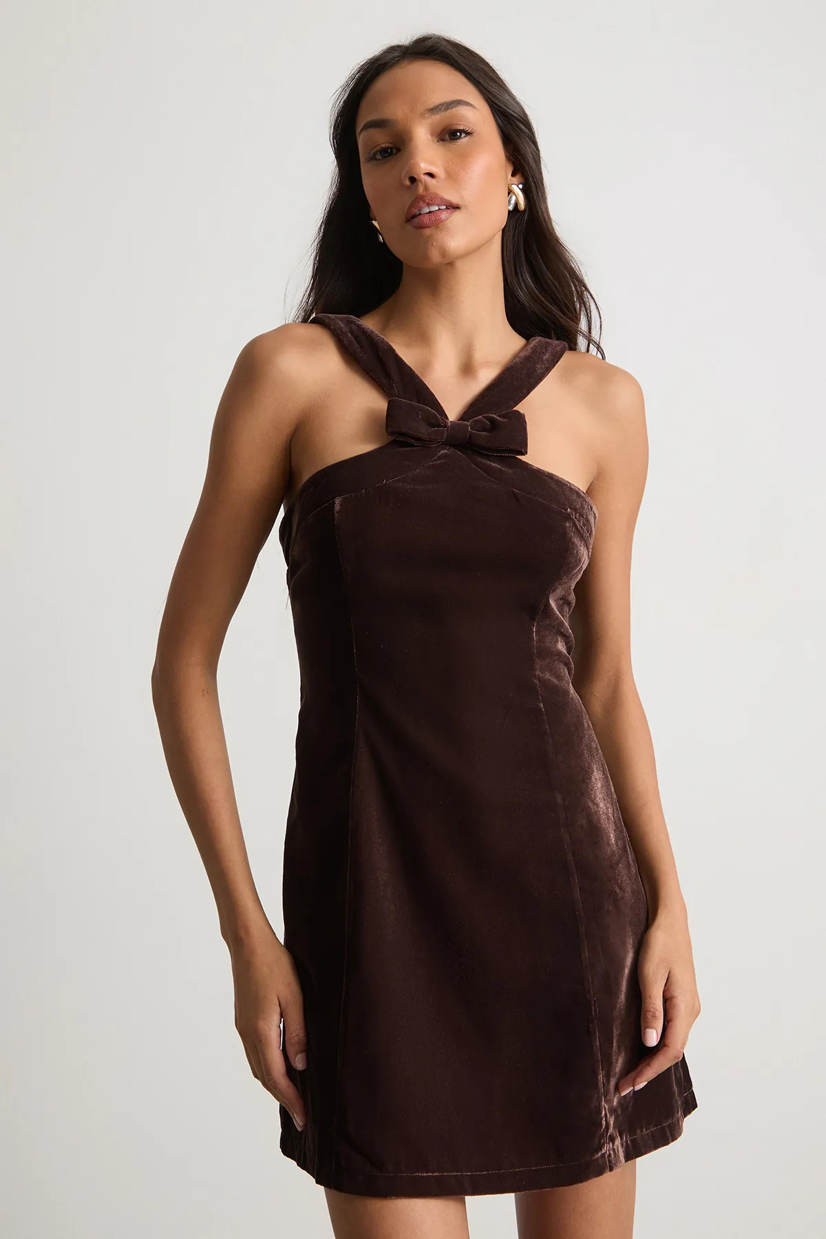 Dresses | Velvet Bow Front Aline Mini Dress | Warehouse | Nasty Gal US