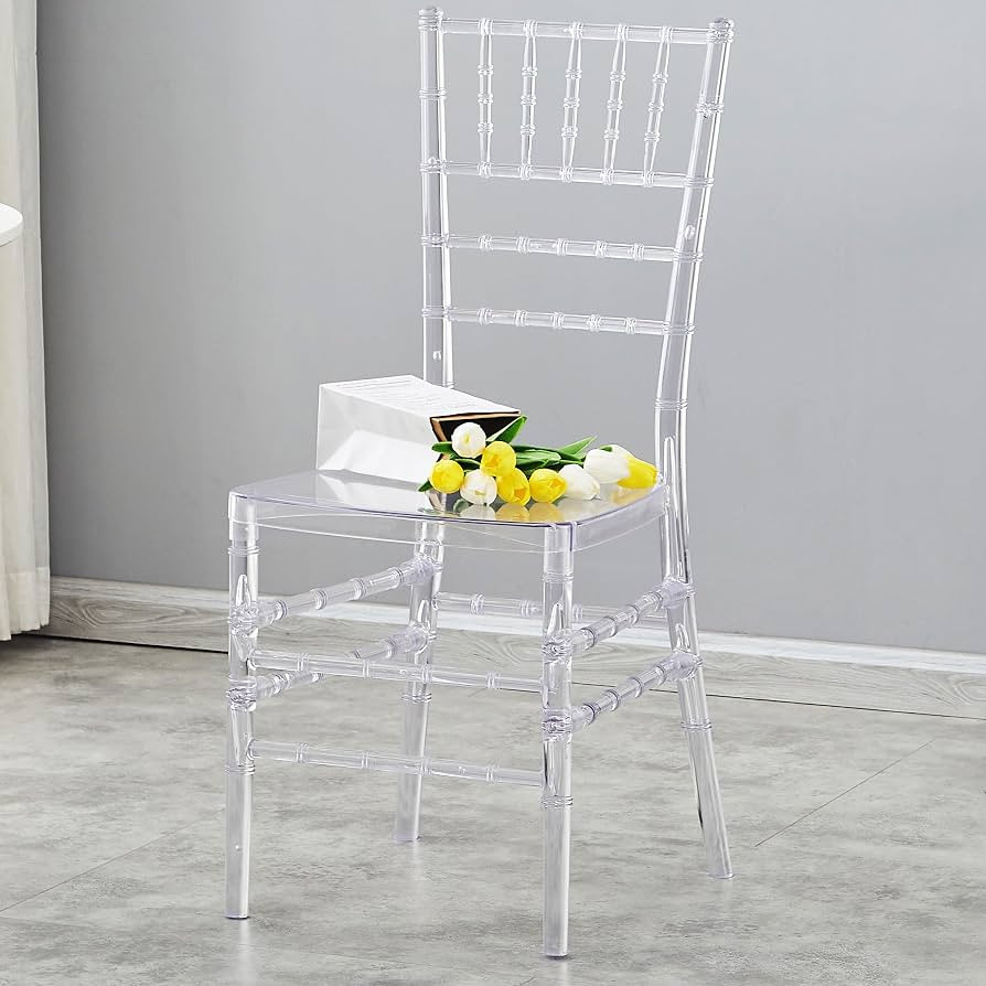 BOOSDEN Clear Chiavari Chairs, Transparent Acrylic Plastic Chair, Accent Armless Dining Chairs, S... | Amazon (US)