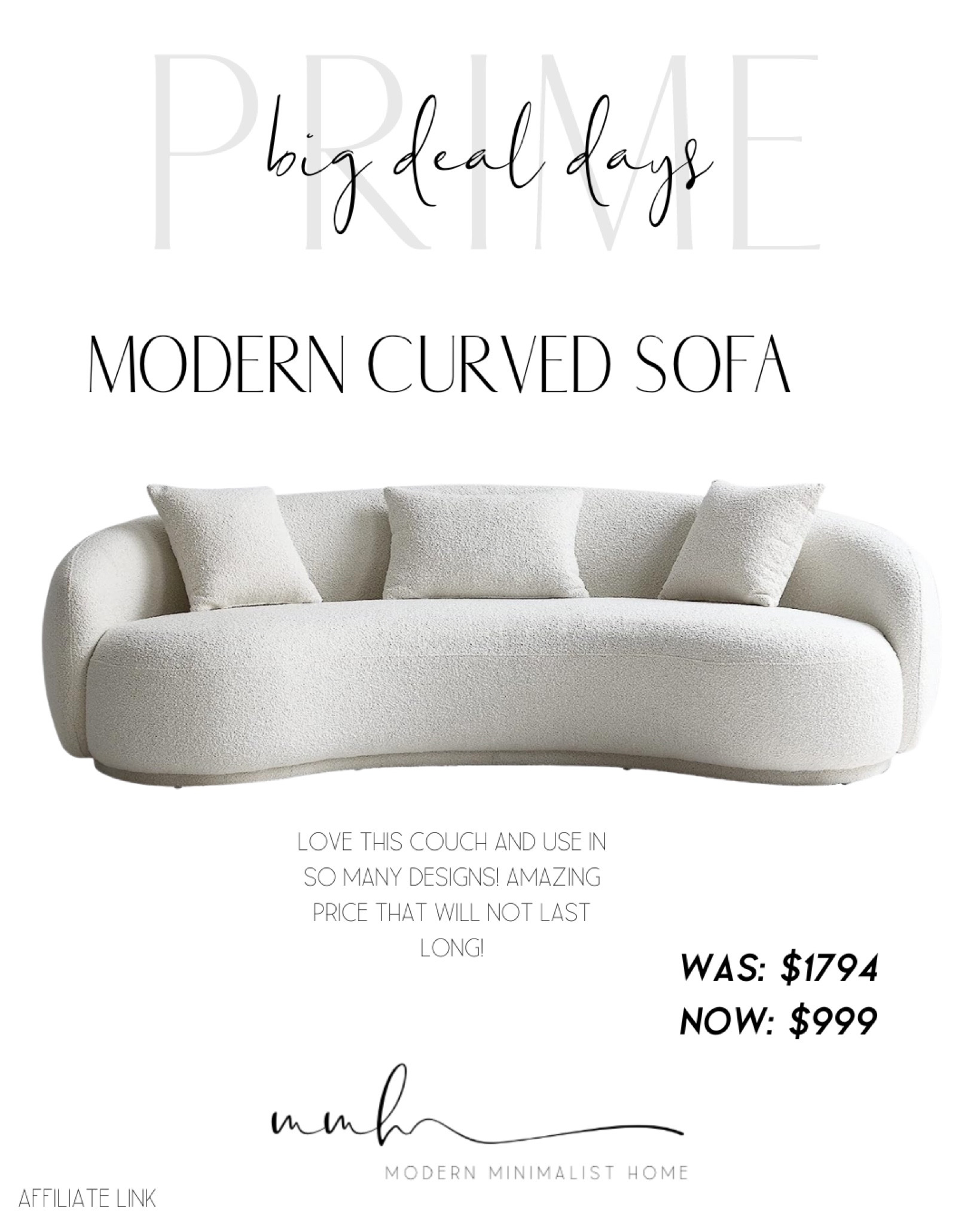 Modern Curved Sofa

Amazon Prime Big Deal Days // Amazon prime day // amazon prime deals // prime day // prime day deals // prime // Amazon home // amazon home finds // amazon home decor // home amazon // home decor amazon // home decor amazon // home decor 2023 // amazon home decor // home decor // modern home decor // decor // modern home // modern minimalist home // home //

#LTKhome #LTKsalealert #LTKxPrime