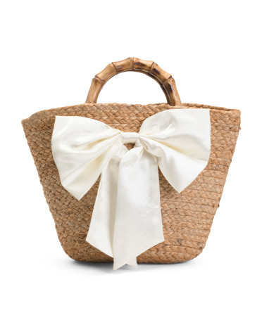 Jute Tote With Bow | TJ Maxx