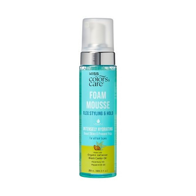 Kiss Colors & Care Flex Styling & Hold Foam Hair Mousse - Jamaican Black Castor Oil, Peppermint Oil & Biotin - 8.5oz | Target