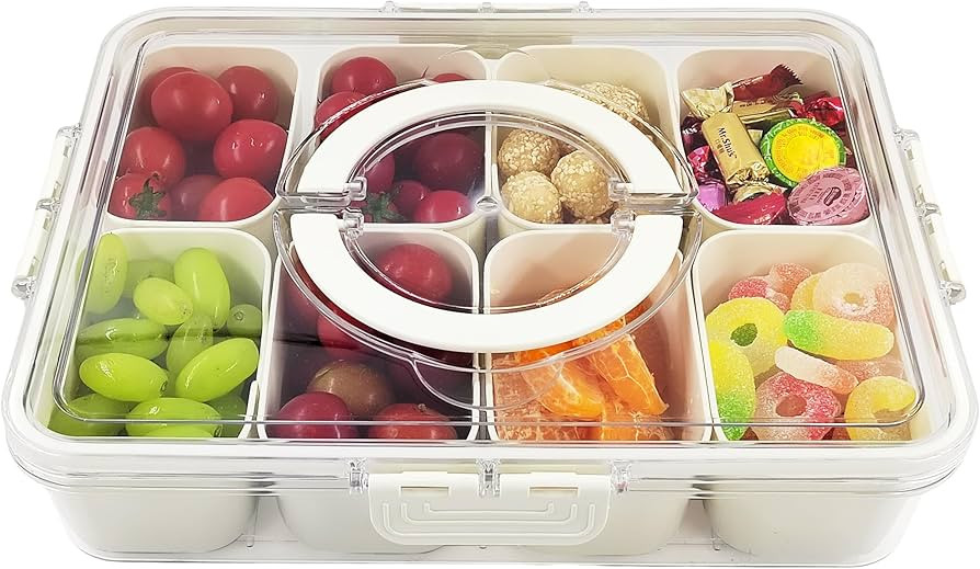 Snack Box Container, Divided Serving Tray with Lid and Handle Snackle Box Container, Snack Organi... | Amazon (US)